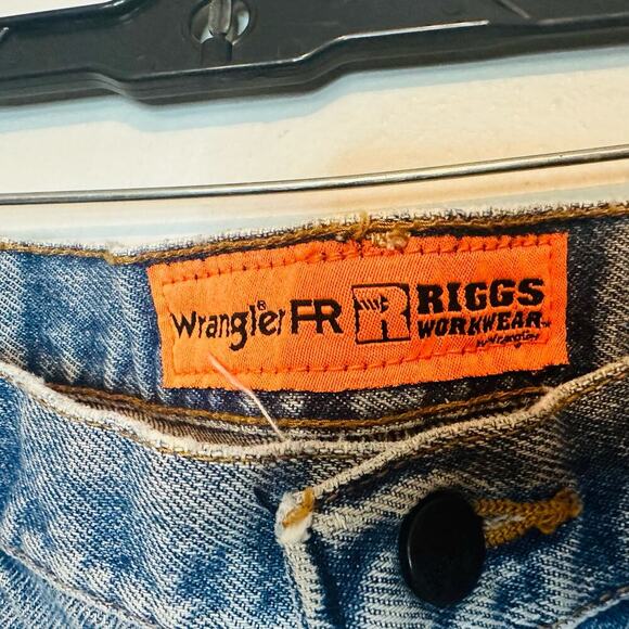 VINTAGE WRANGLER FR Denim Riggs Workwear Flame Resistant Carpenter Jeans 38x32 - Picture 9 of 16